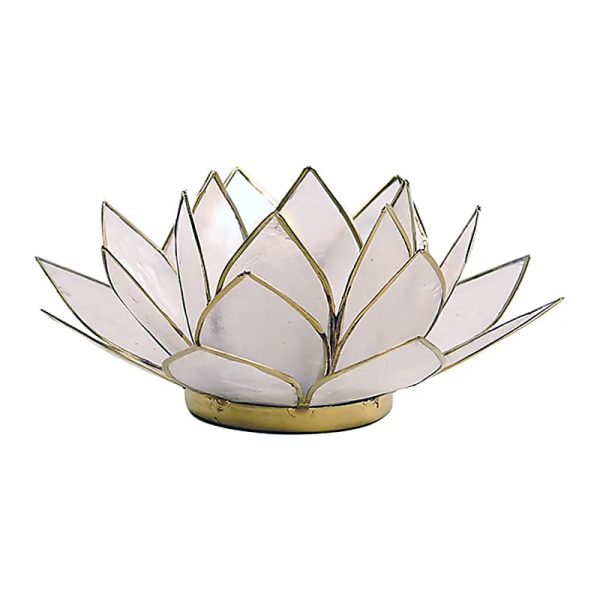 Lotus sfeerlicht naturel goudrand |13.5 cm