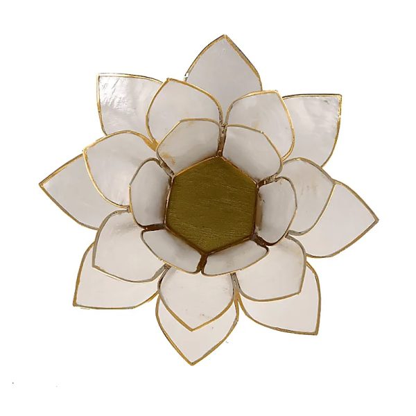 Lotus sfeerlicht naturel goudrand |13.5 cm - Afbeelding 2