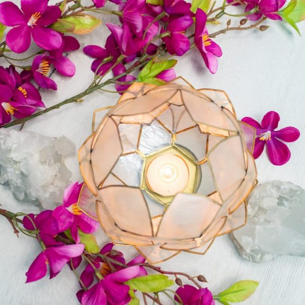Lotus Sfeerlicht Naturel Goudrand | Groot - Afbeelding 2
