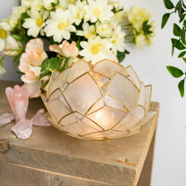 Lotus Sfeerlicht Naturel Goudrand | Groot - Afbeelding 4