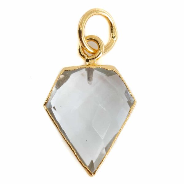 Edelsteen Hanger Bergkristal Diamantvorm | Verguld | 15 x 12 mm