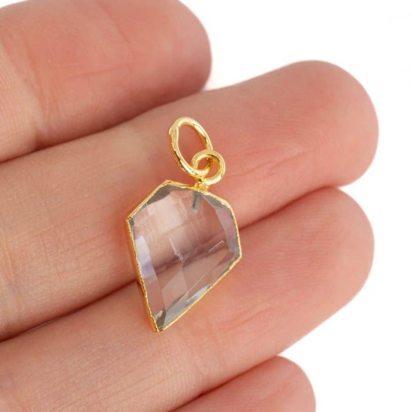 Edelsteen Hanger Bergkristal Diamantvorm | Verguld | 15 x 12 mm - Afbeelding 2