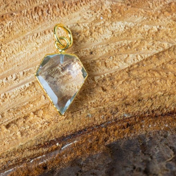 Edelsteen Hanger Bergkristal Diamantvorm | Verguld | 15 x 12 mm - Afbeelding 3