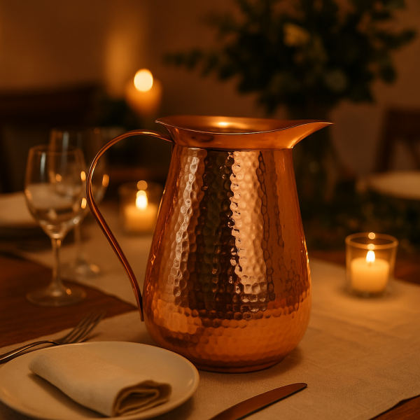 Koperen Waterfles Karaf Gehamerd | 2 liter - Afbeelding 4