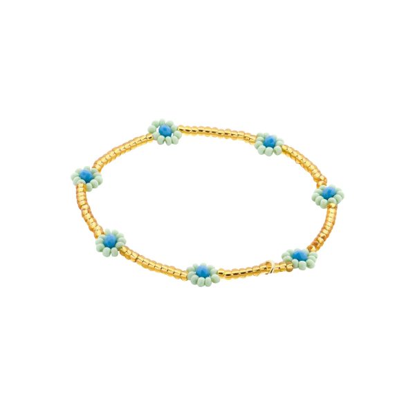 Armband Bloem Groen Blauw