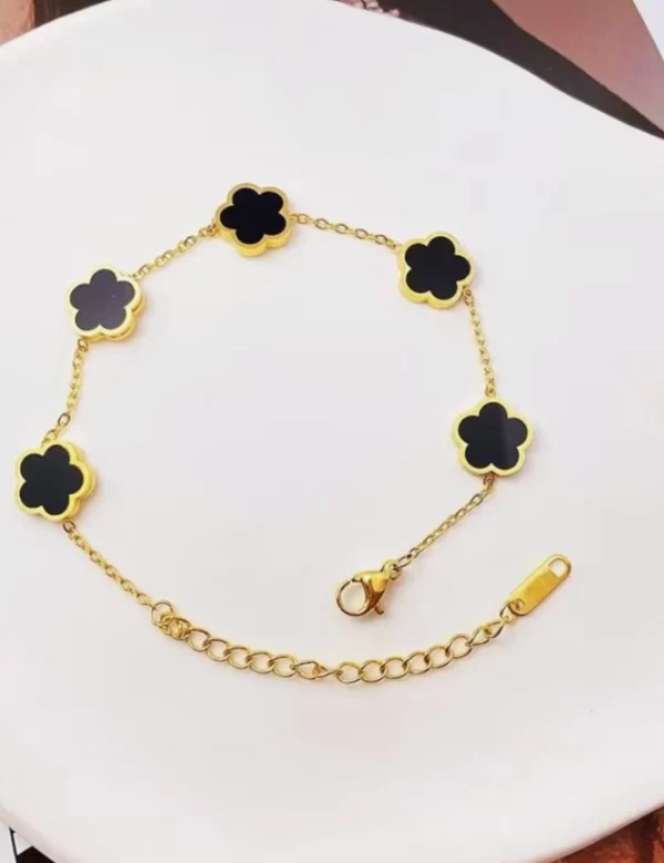 Armband Klaver Gold Plated Black