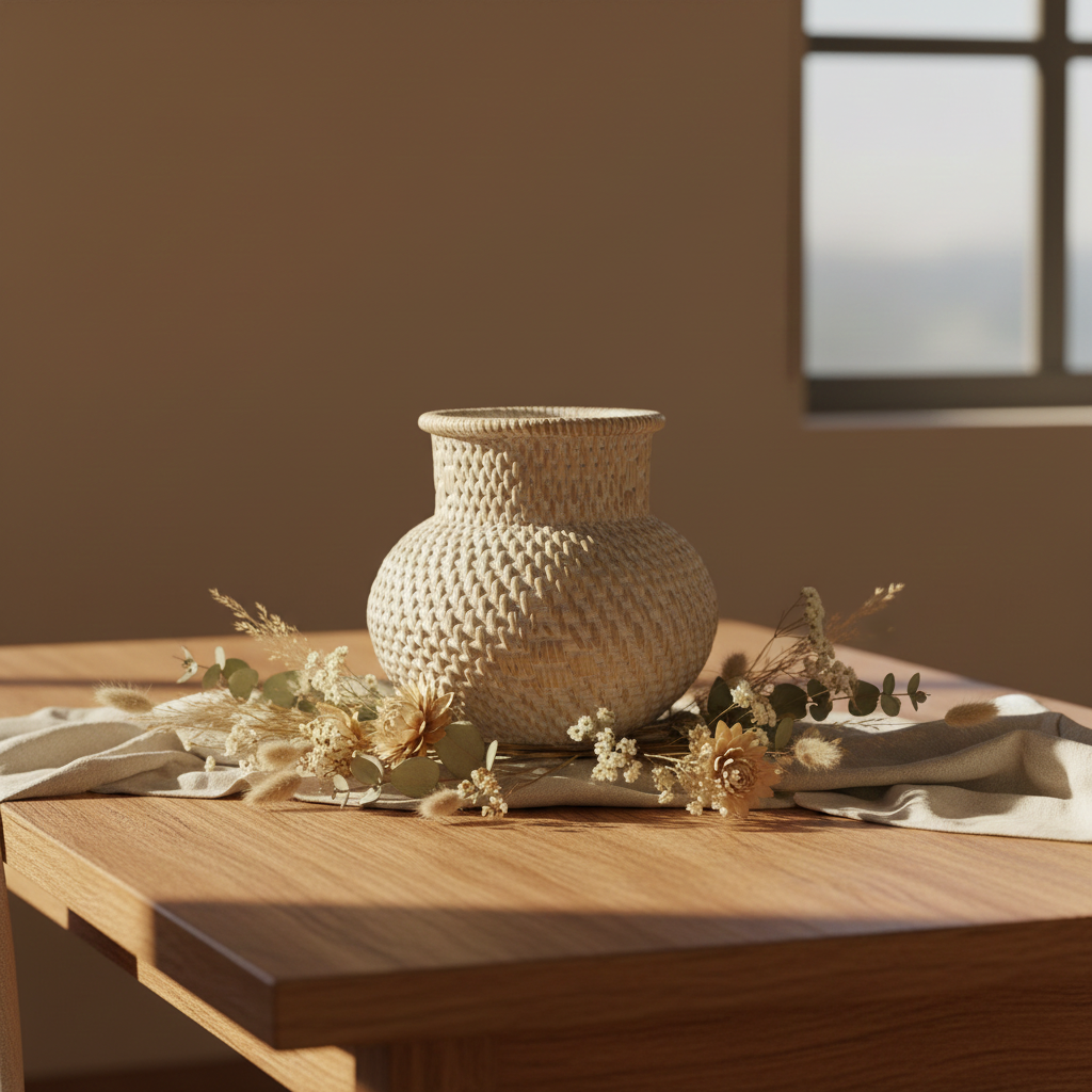 Vaas | Rotan Bol Mini Naturel - Afbeelding 4