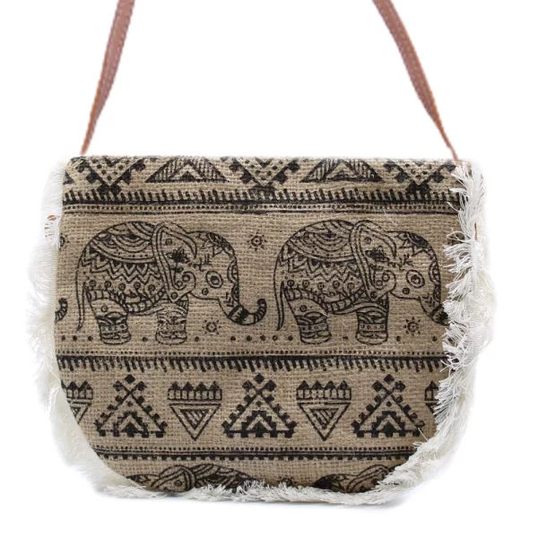 Jute Franje Tas | Olifant Print