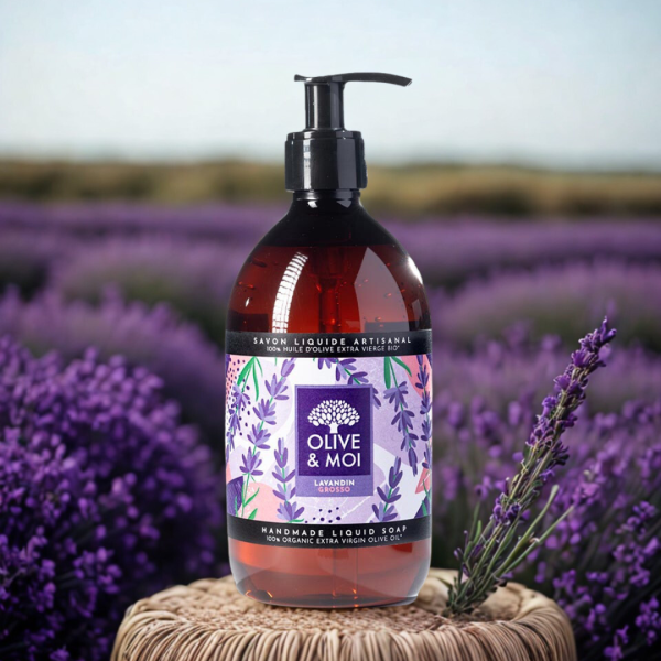 Lavendel Grosso | Vloeibare Zeep 100% Biologische Extra Vierge Olijfolie | 500 ml - Afbeelding 2