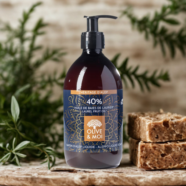 Aleppo | Vloeibare Zeep 60% Biologische Extra Vierge Olijfolie | 40% Biologische Laurierolie - Afbeelding 3