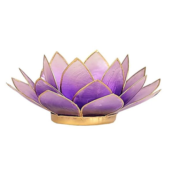 Lotus sfeerlicht violet goudrand | 13.5 cm