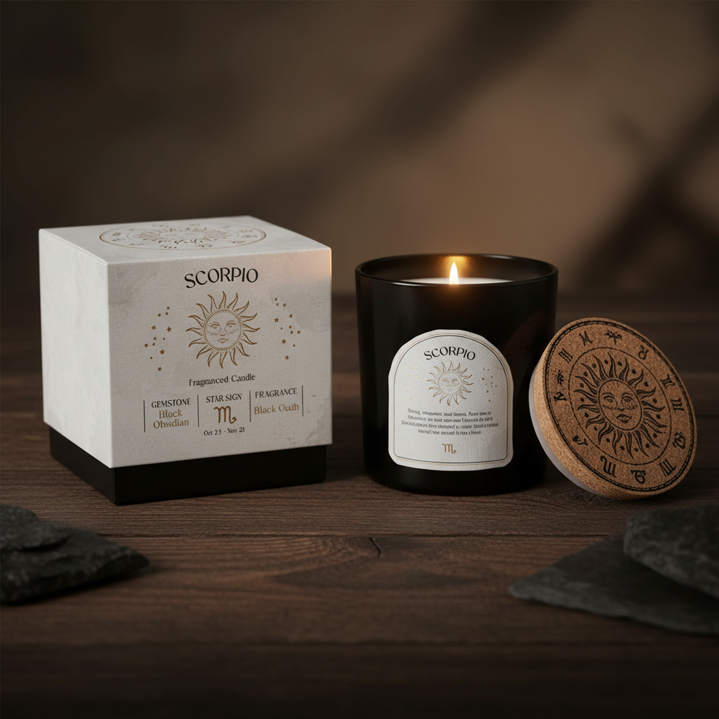 Edelsteenkaars | Scorpio Black Oudh - Afbeelding 2