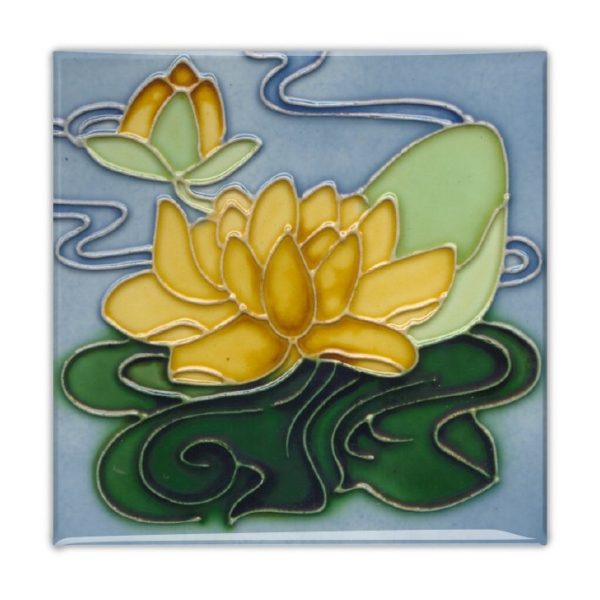 Kunstmagneet – Art Nouveau Tile Yellow Water Lily