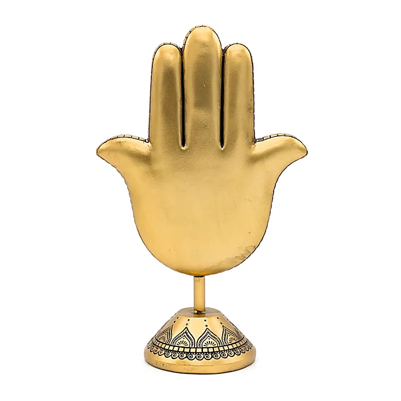 Deco Hand of Fatima op Voet | Goudkleurig (23 cm) - Afbeelding 3