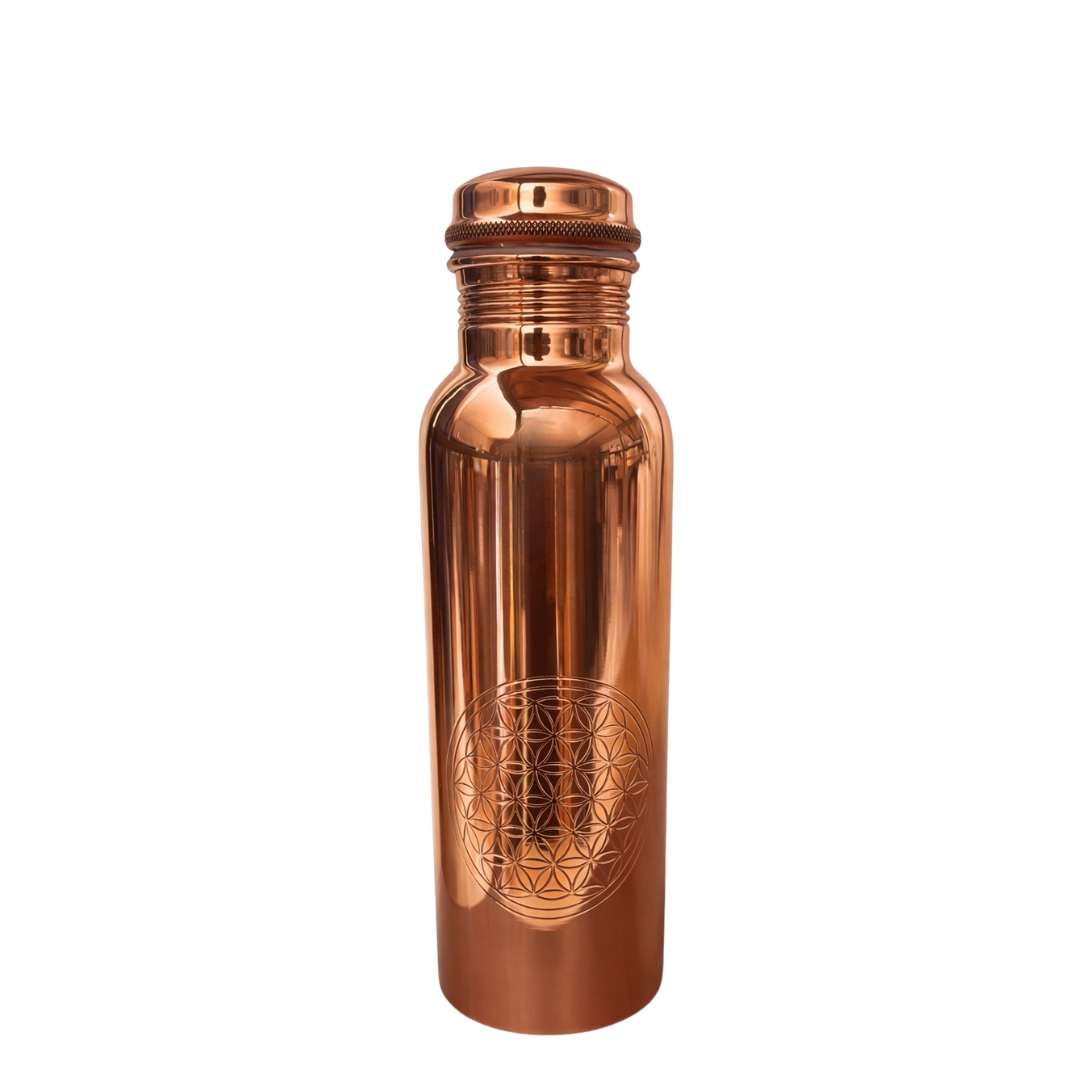 Koperen Waterfles | Flower of Life | 850 ml - Afbeelding 2