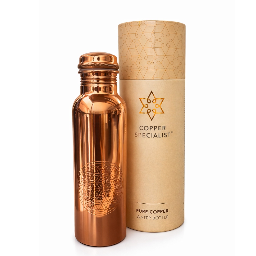 Koperen Waterfles | Flower of Life | 850 ml