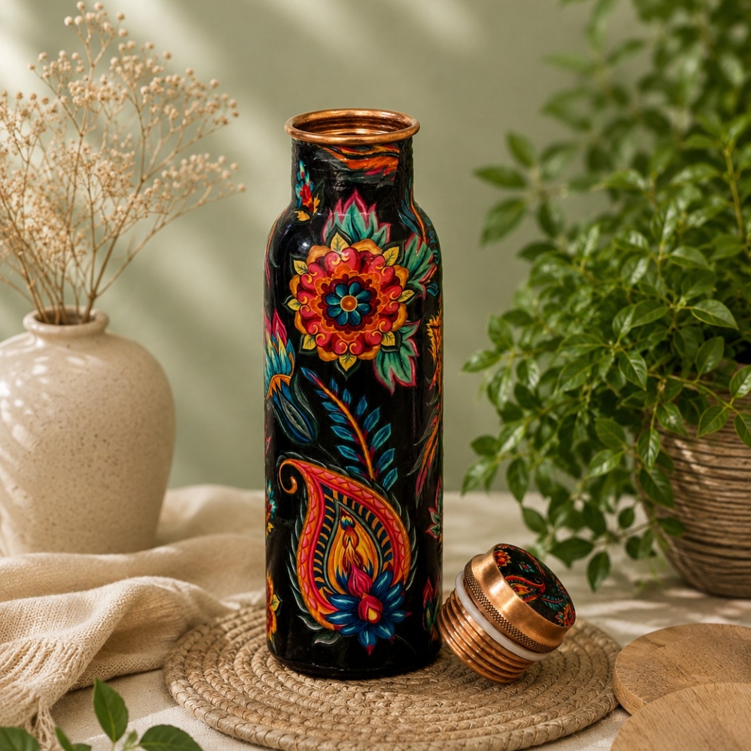 Koperen Waterfles | Bloemenprint | 750 ml - Afbeelding 3