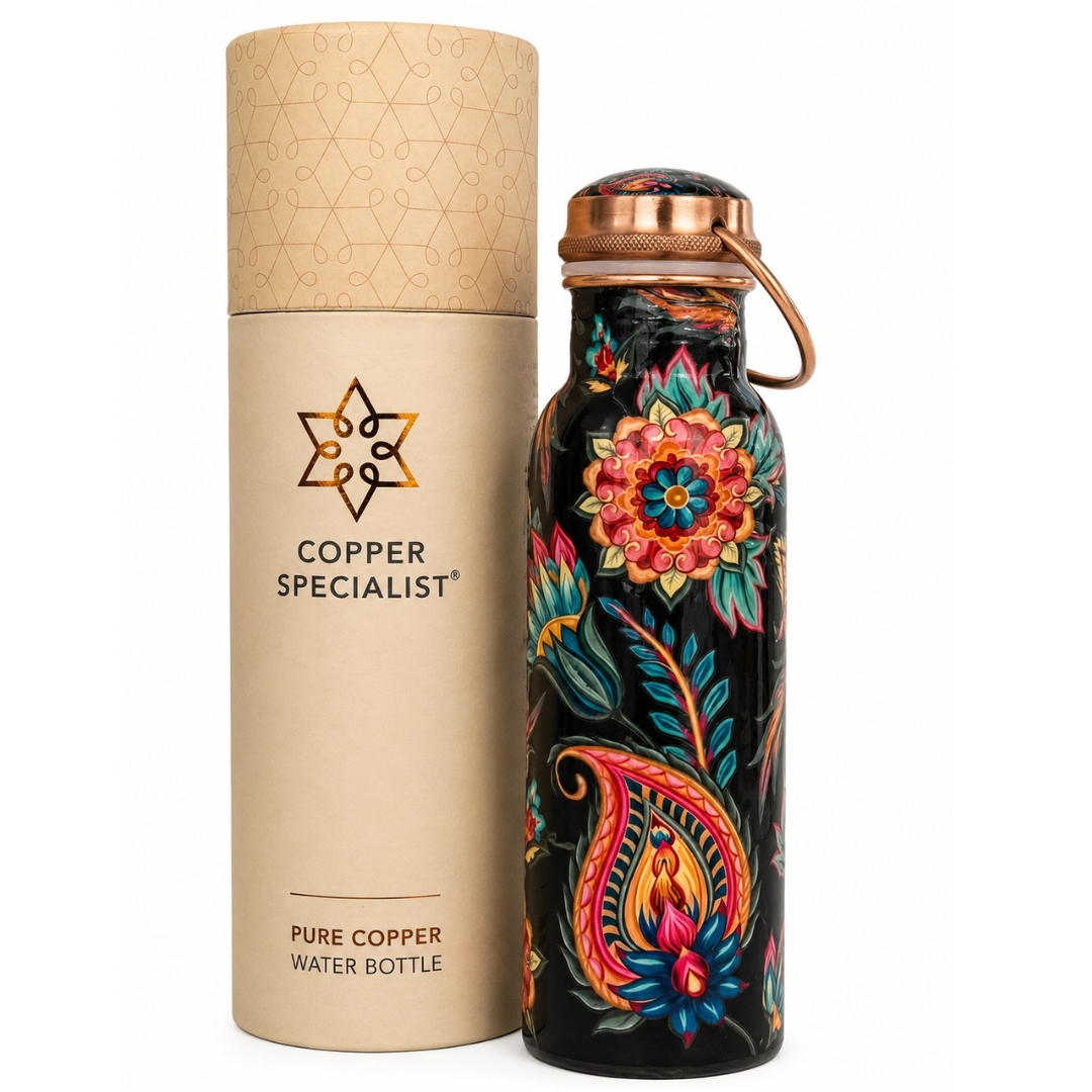Koperen Waterfles | Bloemenprint | 750 ml