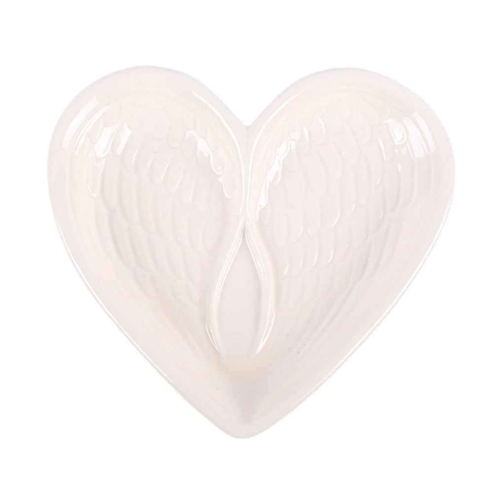 Sieradenschaal | Hart met Engelenvleugels | Wit | 13,5 cm - Afbeelding 2
